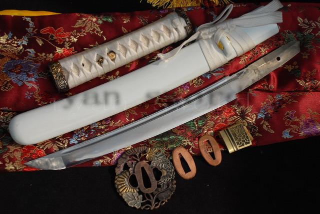 High Quality 1095 Carbon Steel Clay Tempered+Abrasive Japanese Samurai Tanto Sword