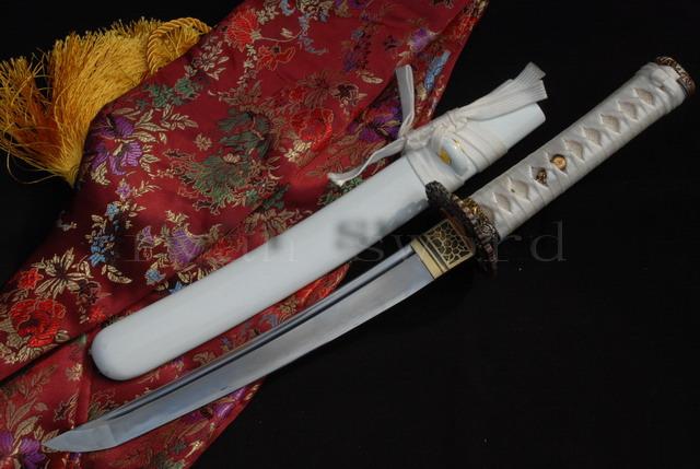 High Quality 1095 Carbon Steel Clay Tempered+Abrasive Japanese Samurai Tanto Sword