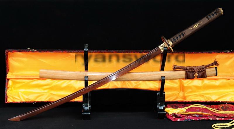 Damascus Red Folded Steel Japanese Samurai Katana Sword