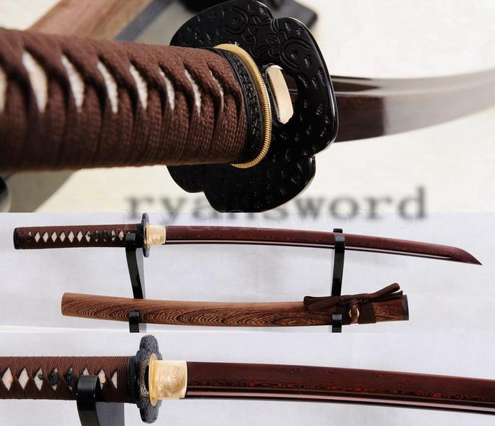 Hand Forged Red Folded Steel Japanese Samurai Wakizashi Sword