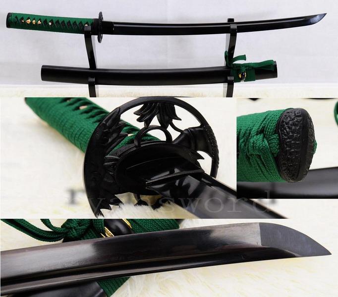 Hand Forged Black Damscus Folded Steel Japanese Samurai Wakizashi Sword