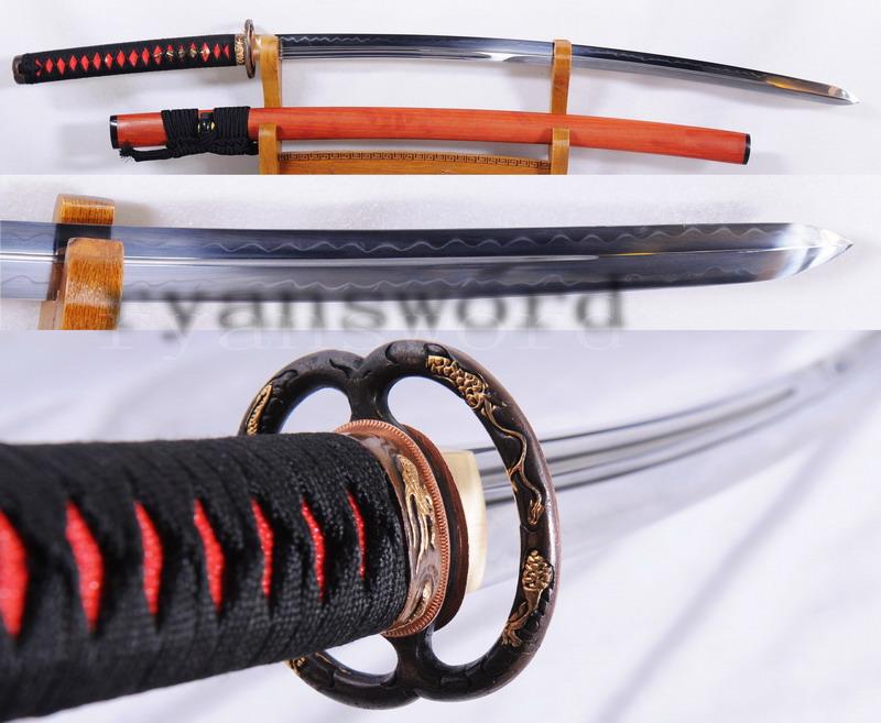 1095 Carbon Steel Unokubi-Zukuri Double Edges Rosewood Saya Samurai Sword