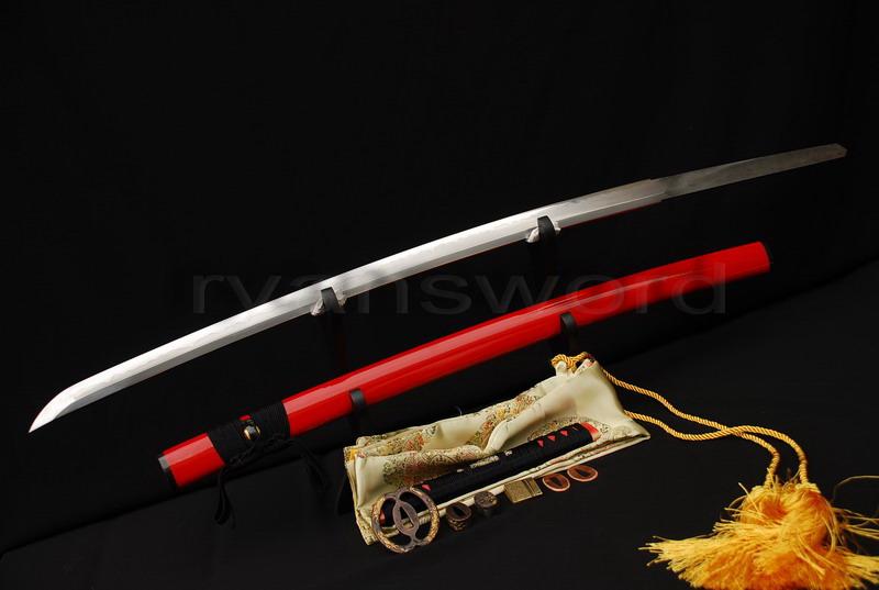 High Quality 1095 Carbon Steel Clay Tempered+Abrasive Horn Saya Japanese Samurai Katana Sword