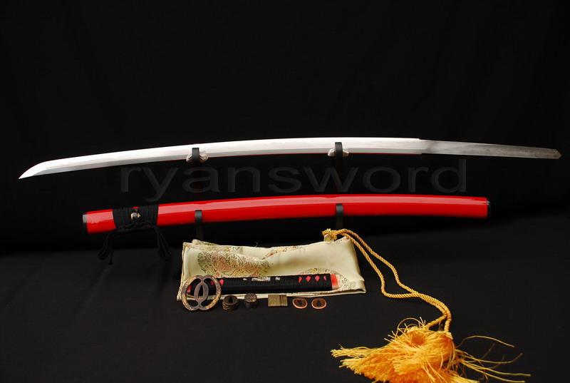 High Quality 1095 Carbon Steel Clay Tempered+Abrasive Horn Saya Japanese Samurai Katana Sword
