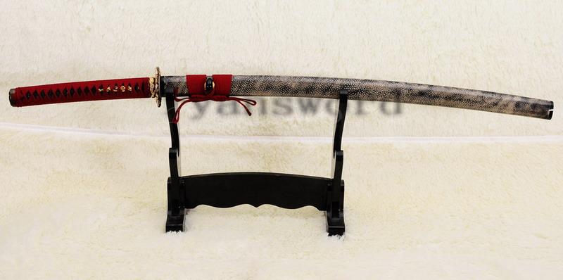 High Quality 1095 Steel Clay Tempered Maru Full Ray Skin Saya Japanese Samurai Sword Katana
