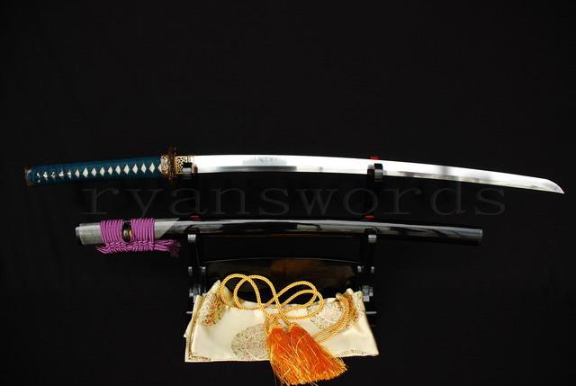 High Quality 1095 Carbon Steel Clay Tempered+Abrasive Ray Skin Saya Japanese Samurai Katana Sword