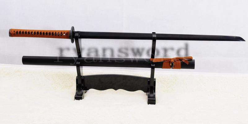 Handmade Damascus Black Folded Steel Japanese Samurai Ninja Sword