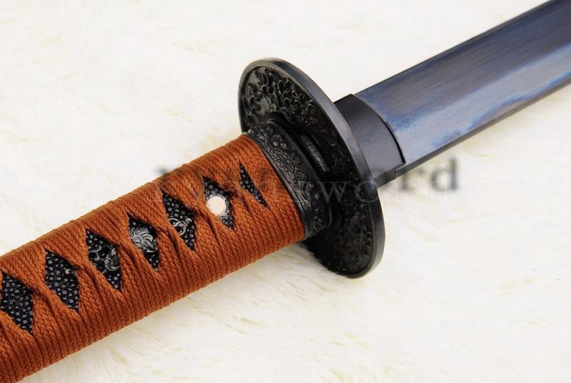 Handmade Damascus Black Folded Steel Japanese Samurai Ninja Sword