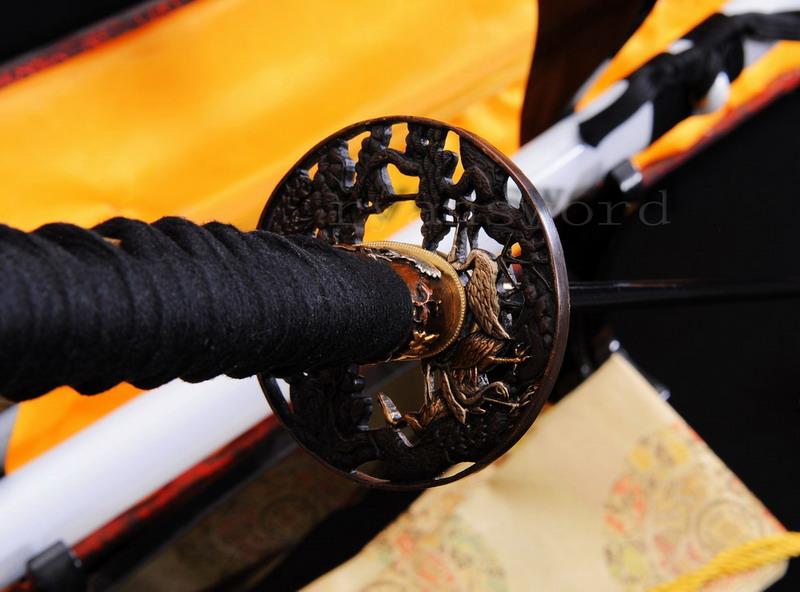 Handmade Black Damascus Folded Steel Japanese Samurai Sword Katana