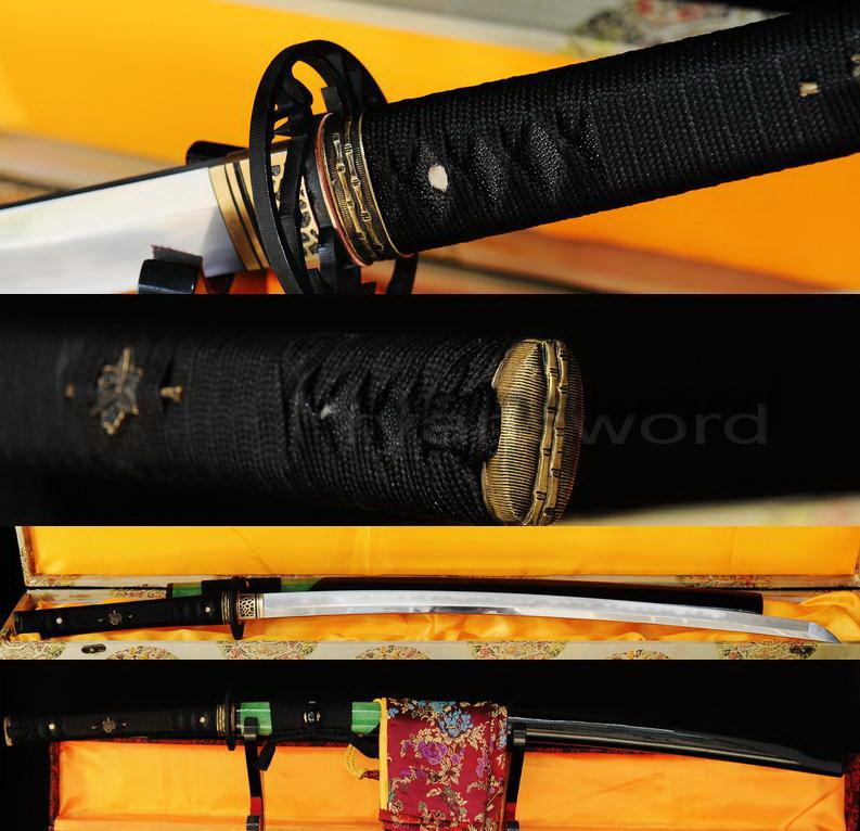 High Quality 1095 Carbon Steel+Folded Steel+Iron Clay Tempered+Abrasive Japanese Katana Sword