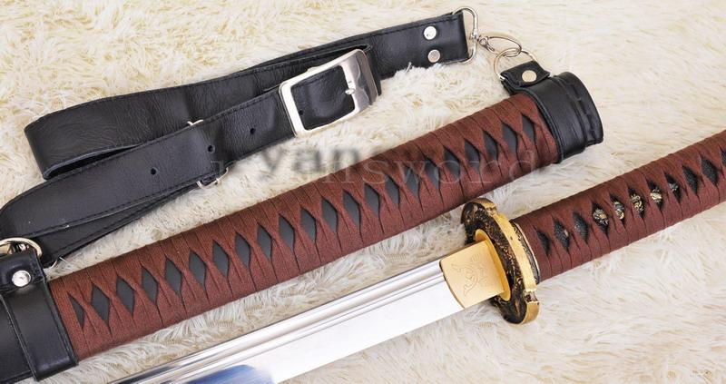 High Quality Handmade Leather Saya High Carbon Steel Japanese Sanmuri Sword Katana