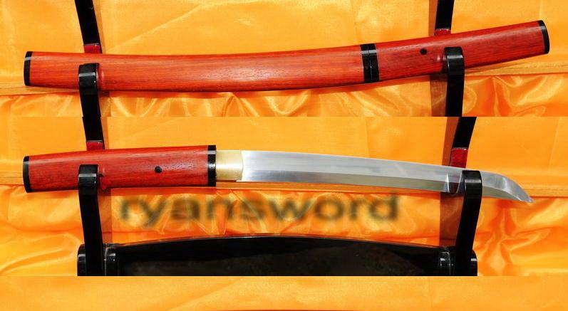 High Quality Horn+Rose Wood Saya 1095 Carbon Steel Japanese Samurai Tanto Sword