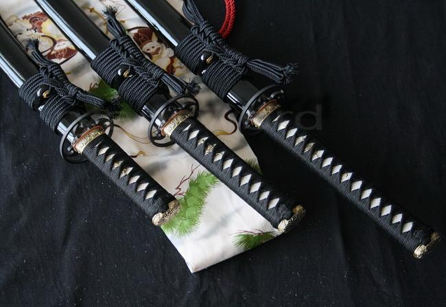 High Quality 1095 Carbon Steel Clay Tempered Japanese Samurai Sword Set