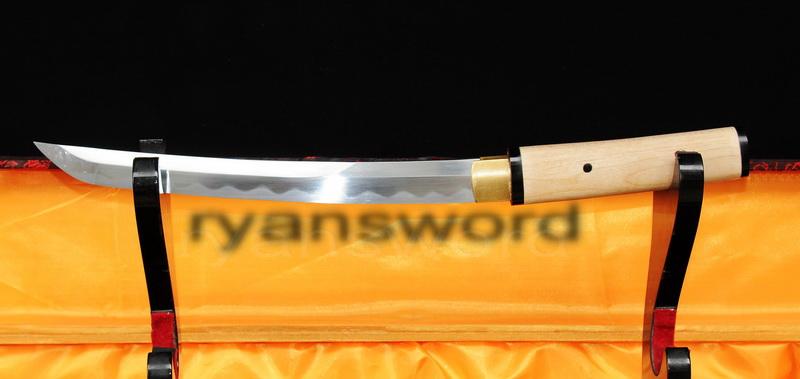 High Quality 1095 Carbon Steel Horn+White Wood Saya Japanese Samurai Tanto Sword