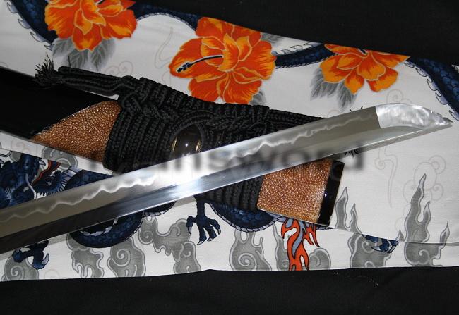 High Quality 1095 Carbon Steel Clay Tempered Ray Skin Saya Japanese Samurai Katana Sowrd