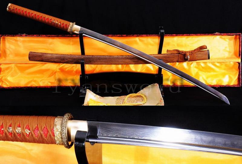 Handmade Damascus Folded Steel Japanese Maru Samurai Sword Katana