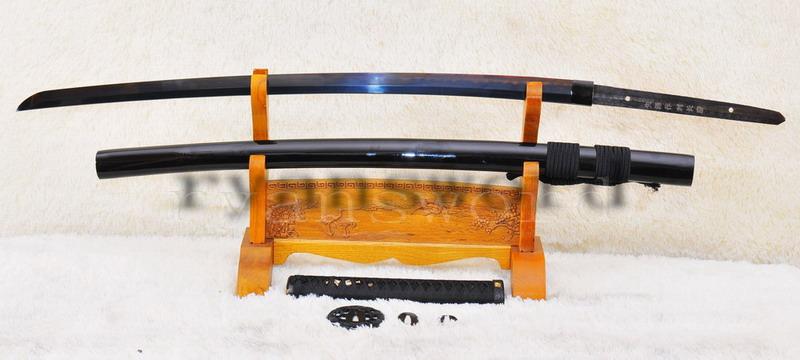 High Quality Black Folded Steel Sanmai Clay Tempered Japanese Katana Sword