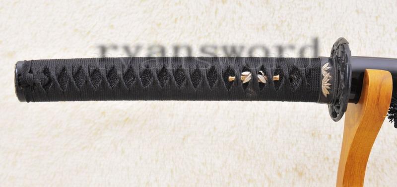 High Quality Black Folded Steel Sanmai Clay Tempered Japanese Katana Sword