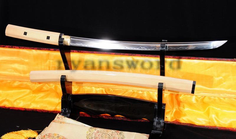 High Quality Maru Clay Tempered Japanese Samurai Shirasaya Wakizashi Sword